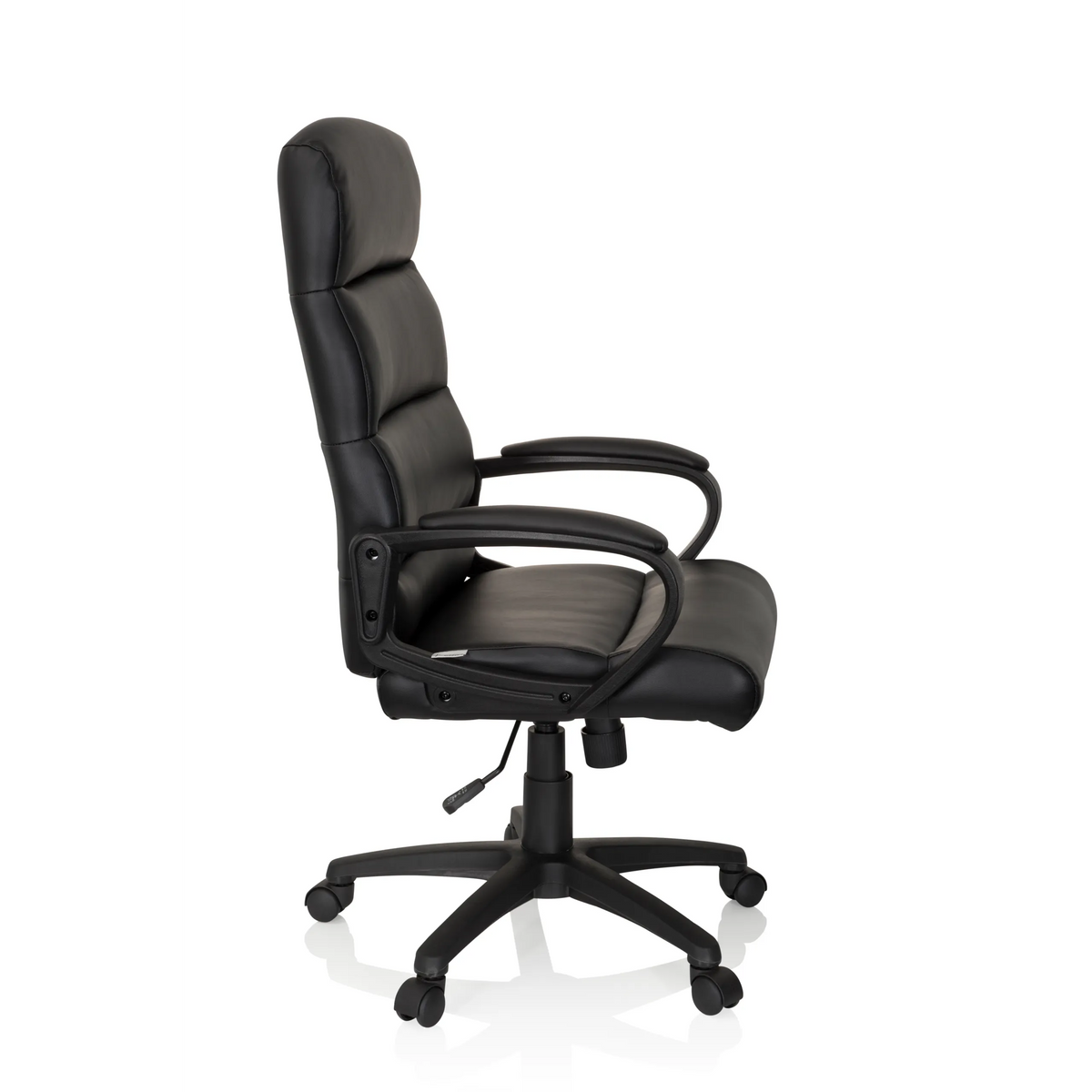 Sillón de oficina profesional FUTURA 100 negro con tapicería acolchada y base de cinco ruedas de hjh OFFICE – vista de 360° (vista lateral 80°)