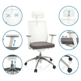 Mecanismos de ajuste de la Silla de oficina profesional ASPEN WHITE PRO en gris-blanco de hjh OFFICE