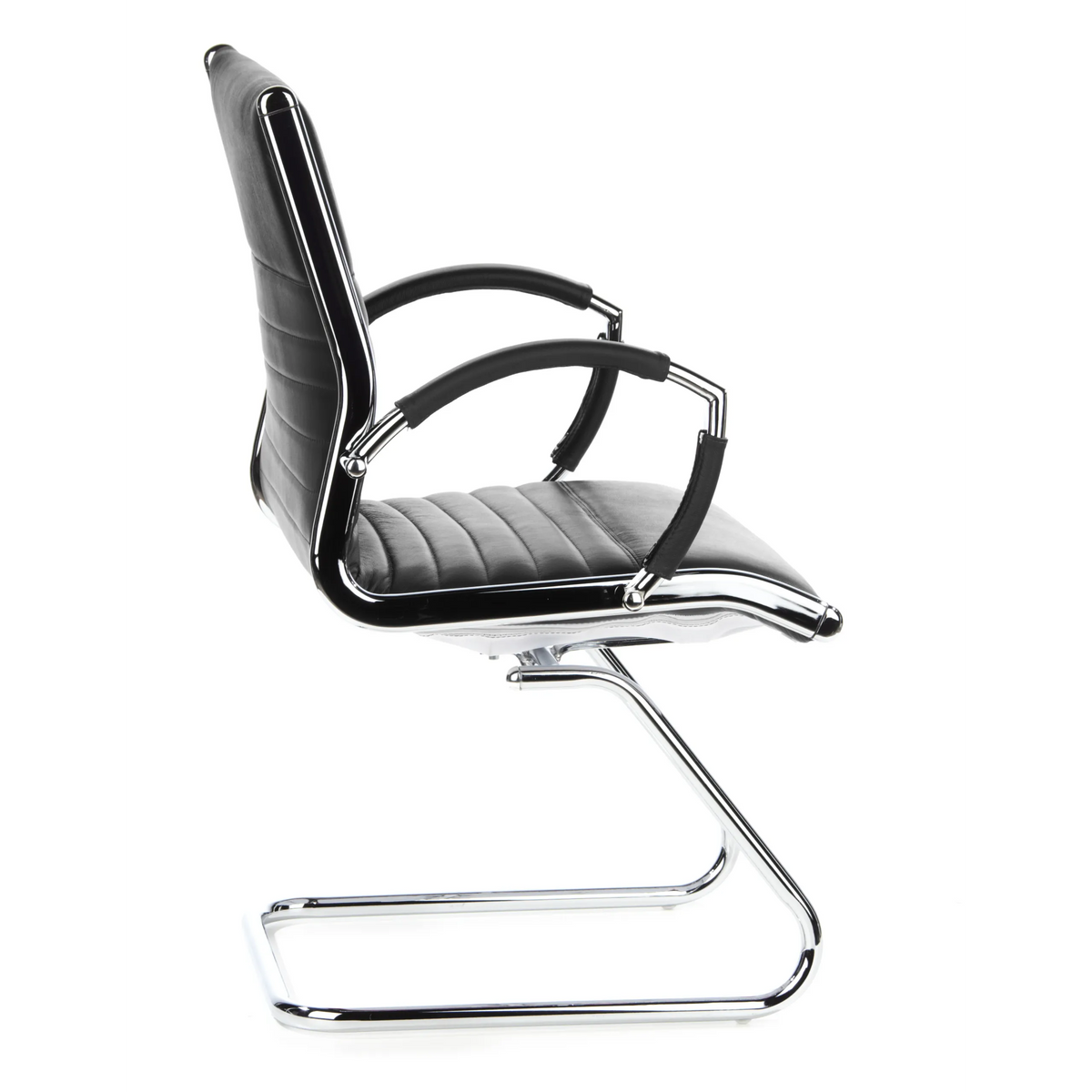 Silla de viga voladiza PARMA V negra con travesaños y reposabrazos de hjh OFFICE – vista de 360° (vista lateral 100°)