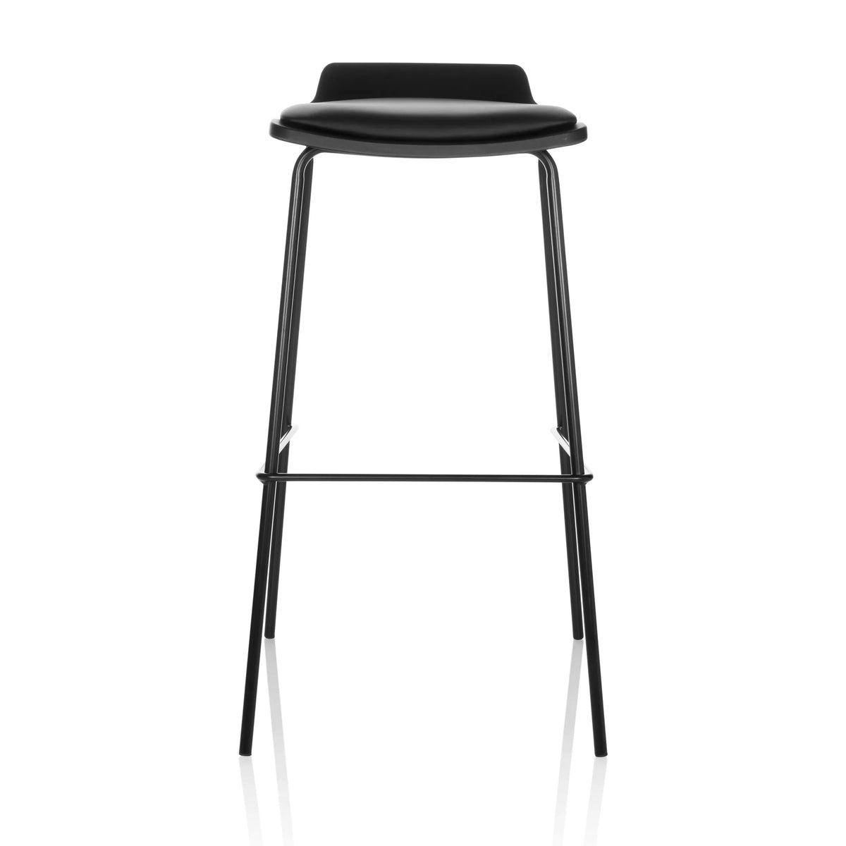 Taburete de bar negro LONSO 10 con asiento acolchado y un reposapiés de hjh OFFICE – vista de 360° (vista frontal 0°)