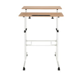 Escritorio de pie blanco WORKSTATION I con tablero de roble y ruedas de hjh OFFICE – vista de 360° (vista frontal 0°)