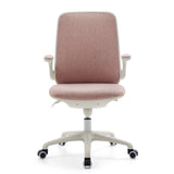 Silla giratoria para niños Swivelo rosa con reposabrazos y base blanca de cinco ruedas de hjh OFFICE – vista de 360° (vista frontal 0°)