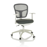 Silla Home Office TOP 108 W gris con respaldo de malla y base de cinco ruedas de hjh OFFICE – vista de 360° (vista frontal 15°)