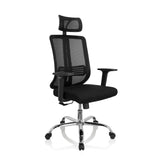 Silla Home Office ZH 200 negra con respaldo de malla y base de cinco ruedas de hjh OFFICE – vista de 360° (vista frontal en diagonal 40°)