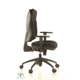 Silla de oficina profesional WELLPOINT 30 K2 negra con reposabrazos y base de cinco ruedas de Topstar – vista de 360° (vista lateral 80°)