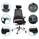 Diversas opciones de ajuste de la Silla de oficina profesional BRACIO en color negro de hjh OFFICE