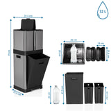 Dibujo dimensional de la Papelera CLEAN 3 con 91 cm de altura y 32 l de volumen de hjh OFFICE