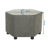 Vista de dimensiones del taburete tapizado BAREO de 68 × 60 cm y una altura de 43 cm de hjh OFFICE