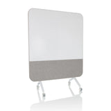 Pizarra blanca VISION BOARD gris con superficie de escritura blanca y ruedas de hjh OFFICE – vista de 360° (vista frontal 15°)