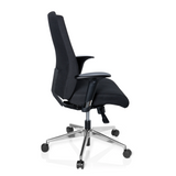 Silla de oficina profesional PRO-TEC 250 negra con reposabrazos y base de cinco ruedas de hjh OFFICE – vista de 360° (vista lateral 100°)