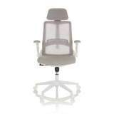 Silla Home Office VENDO W gris con respaldo de malla y base blanca de cinco ruedas de hjh OFFICE – vista de 360° (vista frontal 0°)
