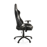 Silla gaming LEAGUE PRO en blanco y negro con reposacabezas y base de cinco ruedas de hjh OFFICE – vista de 360° (vista lateral 80°)