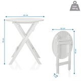 Plano dimensional de la mesa plegable TRAVANO T de 62 × 62 cm y una altura de 70 cm de hjh LIVING