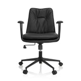 Silla Home Office SMALLO negra con acolchado y base de cinco ruedas de hjh OFFICE – vista de 360° (vista frontal 0°)