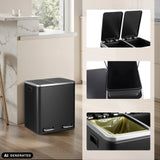 Papelera Clean 9 en negro con dos compartimentos y cubo interior extraíble de hjh OFFICE (imagen generada por IA)