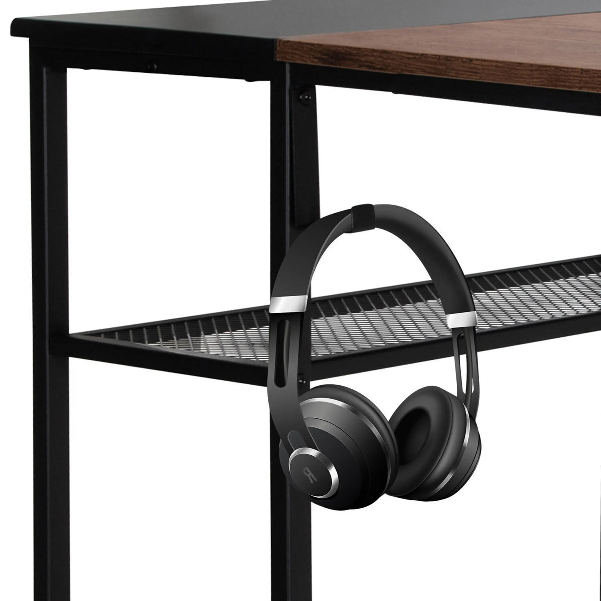 Auriculares en el estante del Escritorio WORKSPACE H I en negro-marrón de hjh OFFICE