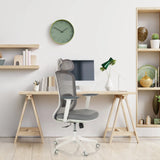 Silla de oficina profesional MIKEO G gris con respaldo de malla y base blanca de hjh OFFICE