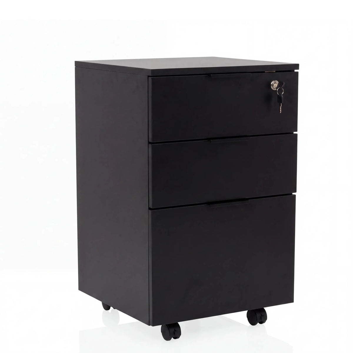Archivador rodante DAVIK negro con tres cajones y una cerradura de hjh OFFICE