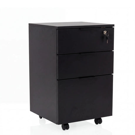 Archivador rodante DAVIK negro con tres cajones y una cerradura de hjh OFFICE