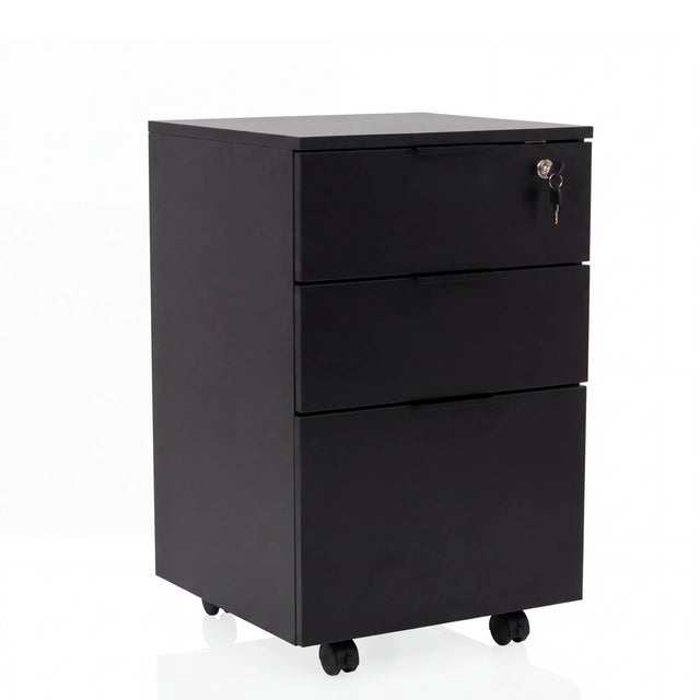 Archivador rodante DAVIK negro con tres cajones y una cerradura de hjh OFFICE
