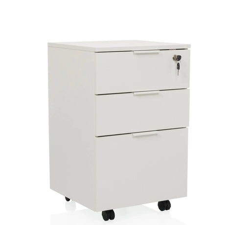 Archivador rodante DAVIK blanco de madera con tres cajones y cerradura de hjh OFFICE