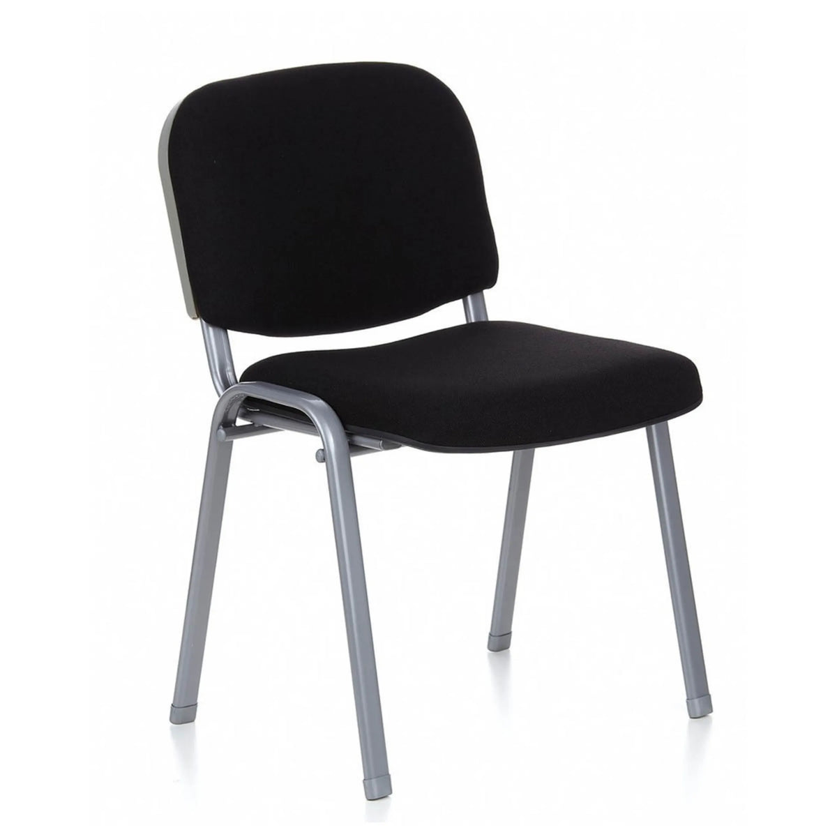 Silla de cuatro patas XT 600 S con tapizado negro y estructura plateada de hjh OFFICE