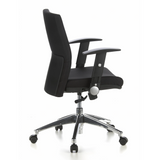 Silla de oficina profesional LAGUNA PRO negra con reposabrazos y base de cinco ruedas de hjh OFFICE – vista de 360° (vista lateral 100°)