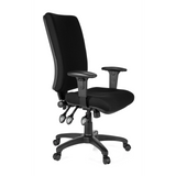 Silla de oficina profesional ZENIT HIGH negra con reposabrazos y base de cinco ruedas de hjh OFFICE – vista de 360° (vista frontal en diagonal 60°)
