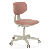 Silla giratoria para niños KID CLASSIC rosa con asiento acolchado y base de cinco ruedas de hjh OFFICE – vista de 360° (vista frontal en diagonal 45°)