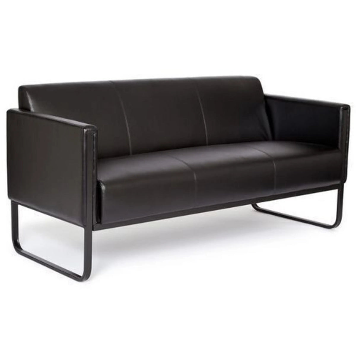 Sofá de diseño BALI BLACK negro de tres plazas con estructura metálica minimalista de hjh OFFICE