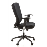 Silla de oficina profesional TRAFFIC 30 negra con reposabrazos y base de cinco ruedas de hjh OFFICE – vista de 360° (vista lateral 80°)