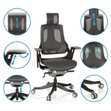 Silla de oficina profesional SPEKTRE BLACK con malla y diversas opciones de ajuste de hjh OFFICE