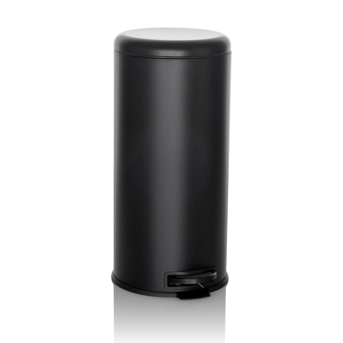 Papelera CLEAN STEP negra con tapa y pedal de hjh OFFICE – vista de 360° (vista frontal 15°)