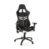 Silla gaming LEAGUE PRO en blanco y negro con reposacabezas y base de cinco ruedas de hjh OFFICE – vista de 360° (vista frontal 20°)
