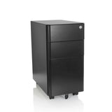 Archivador rodante COLOR I negro de metal con tres cajones y cuatro ruedas de hjh OFFICE – vista de 360° (vista frontal 20°)