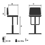 Dibujo técnico del taburete de bar SCANDI HIGH con una altura de 73 cm de hjh LIVING