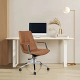 Silla Home Office SARANTO II en color camel con reposabrazos y base de cromo de hjh OFFICE
