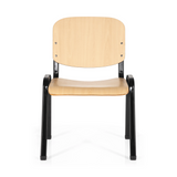 Silla de cuatro patas XT 600 SW H con asiento y respaldo de haya y estructura negra de hjh OFFICE – vista de 360° (vista frontal 0°)