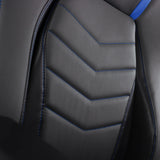 Cuero sintético gris con costuras decorativas azules y patrón acolchado de la Silla gaming GAMEBREAKER POLARYS I de hjh OFFICE