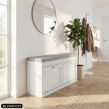 Armario zapatero Estha 11 blanco con asiento gris y dos puertas de hjh LIVING (imagen generada por IA)