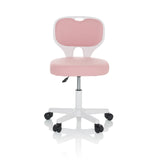 Silla giratoria para niños KIDDY TOP W en color rosa con estructura blanca y base de cinco ruedas de hjh OFFICE – vista de 360° (vista frontal 0°)
