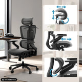 Reposacabezas y reposabrazos ajustables de la silla de oficina profesional Ergo U2 Pro3 de hjh OFFICE (imagen generada por IA)