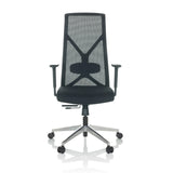 Silla de oficina profesional AZURRO B negra con respaldo de malla y base de cinco ruedas de hjh OFFICE – vista de 360° (vista frontal 0°)