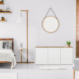 Aparador KELO S en blanco con tablero de roble de hjh LIVING
