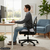 Cojín del asiento MEDISIT IV gris sobre una silla de oficina negra de hjh OFFICE (imagen generada por IA)