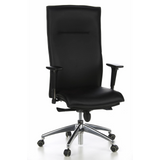 Sillón de alta gama MURANO 20 negro con reposabrazos y base de cinco ruedas de hjh OFFICE – vista de 360° (vista frontal 20°)