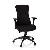 Silla de oficina profesional OFFICE XT PRO negra con reposabrazos y base de cinco ruedas de hjh OFFICE – vista de 360° (vista frontal 20°)