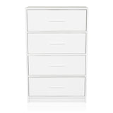 Cómoda blanca ESTORIA con cuatro cajones y tiradores sencillos de hjh LIVING – vista de 360° (vista frontal 0°)
