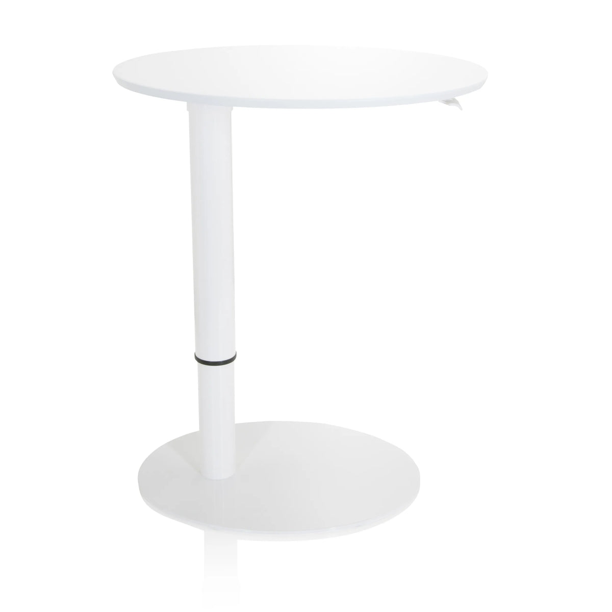 Escritorio de pie blanco STAND III con tablero redondo y base redonda de hjh OFFICE – vista de 360° (vista frontal 0°)