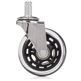 Ruedas para sillas 5x ROLO SKATE CT 11mm/75mm plateadas para suelos duros con rueda transparente de hjh OFFICE